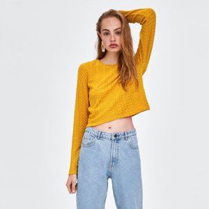 Zara Yellow Lace Crop Top